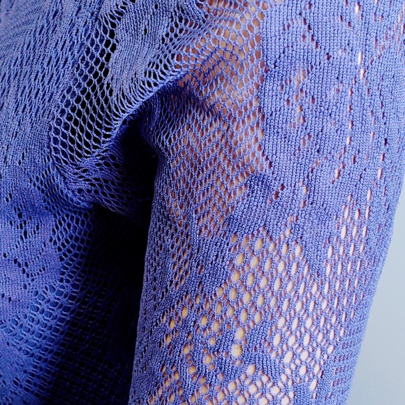 VTG GUESS Purple Lace Black Waistband Overlay Skater Mini Dress Rayon/Spandex XS - Picture 13 of 15